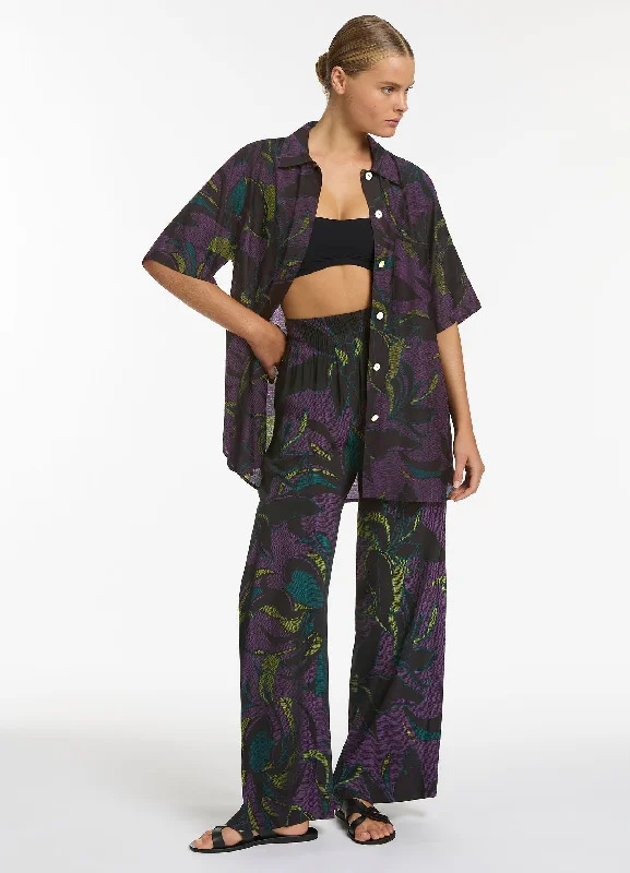 Midnight Tropical Wide Leg Pant - Amethyst