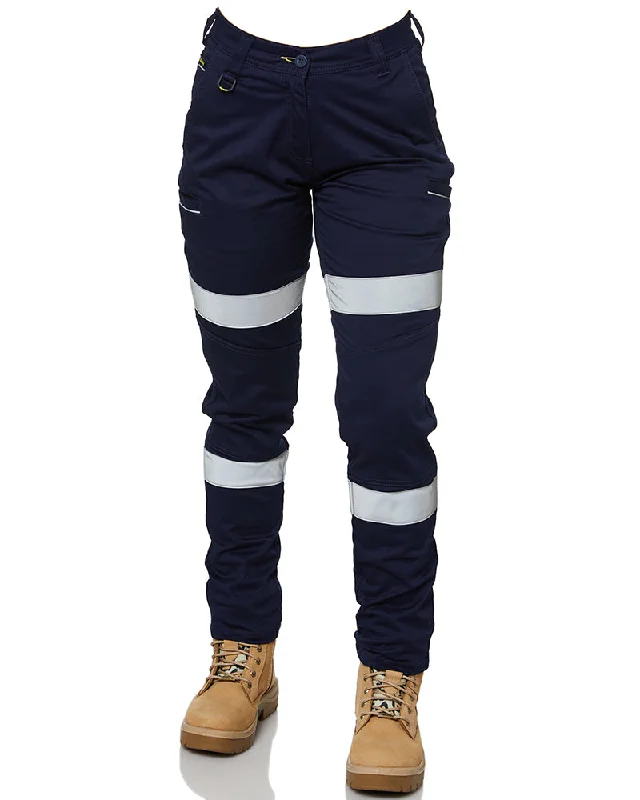 Women's Taped Mid Rise Stretch Cotton Pants - Navy