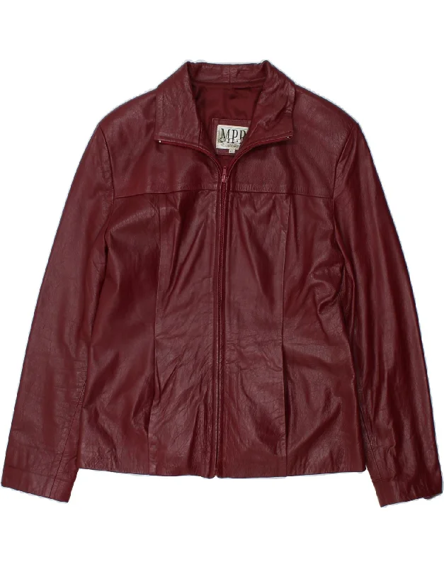 VINTAGE Womens Leather Jacket UK 20 2XL Maroon Leather