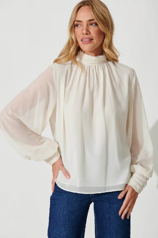 Wishful Top In White Chiffon