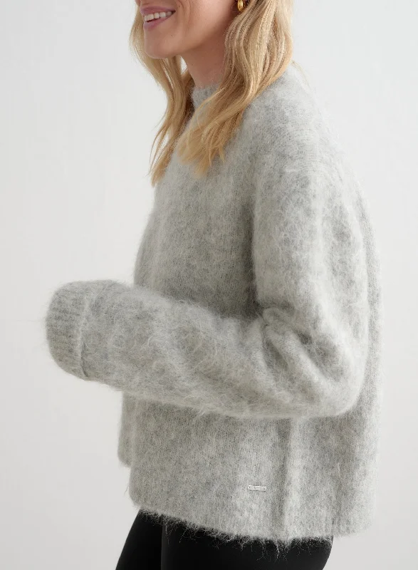 Grey Melange Alpaca Knit Sweater