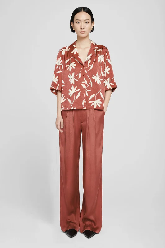 Row Shirt - Terracotta Daisy Print