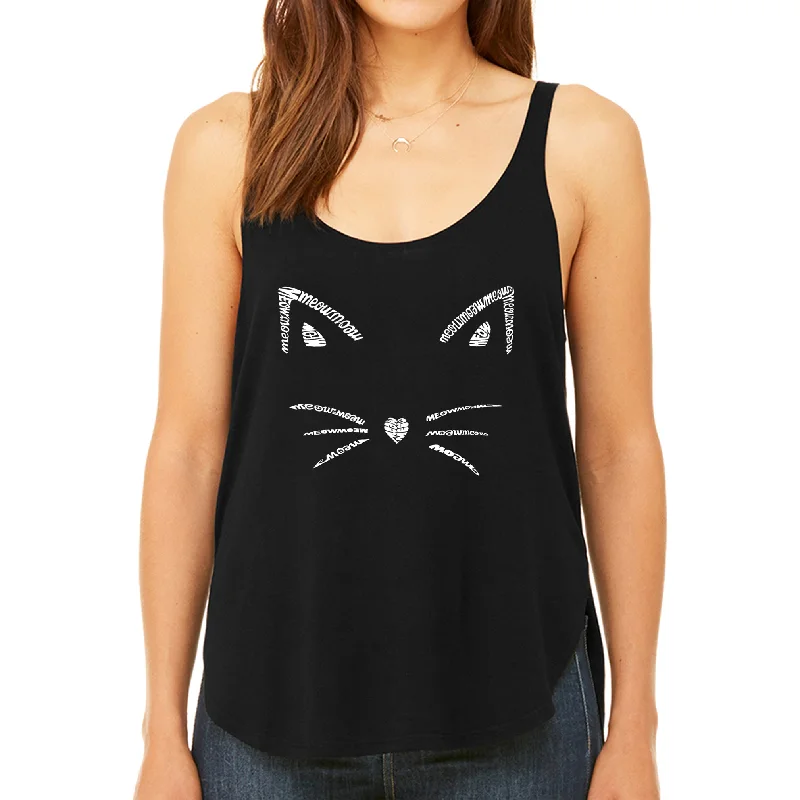 Whiskers  - Women's Premium Word Art Flowy Tank Top