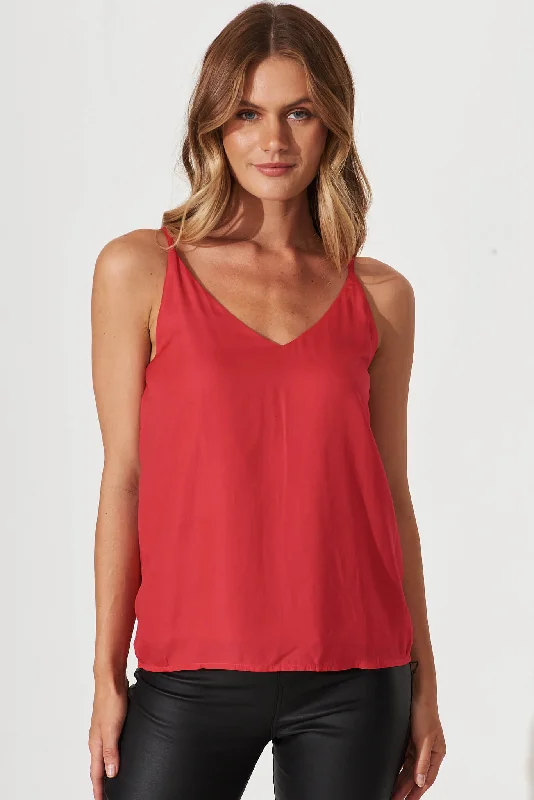 Rowland Cami Top In Raspberry Satin