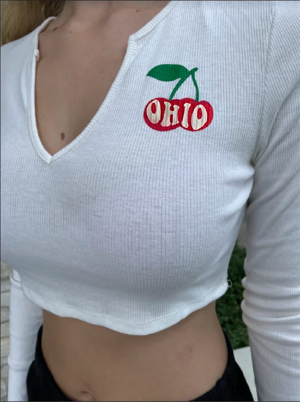 Ohio Cherries V Notch Long Sleeve