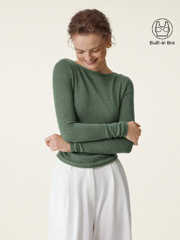 Boatneck Long Sleeve Brami Top