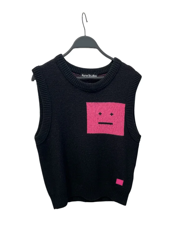 Acne Studios/Heavy Knit Vest/Cotton/BLK/square face