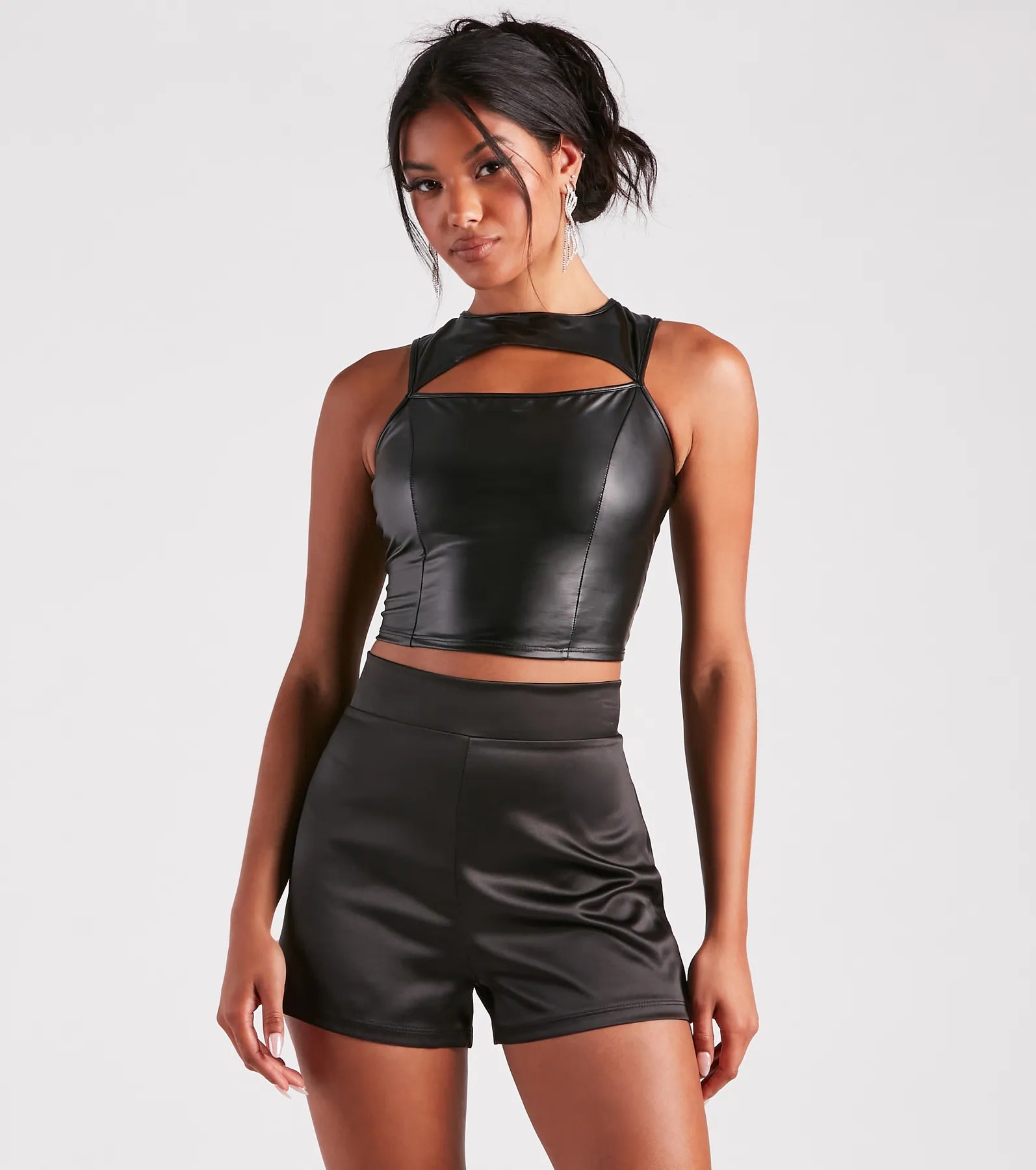 Cut To The Style Faux Leather Crop Top