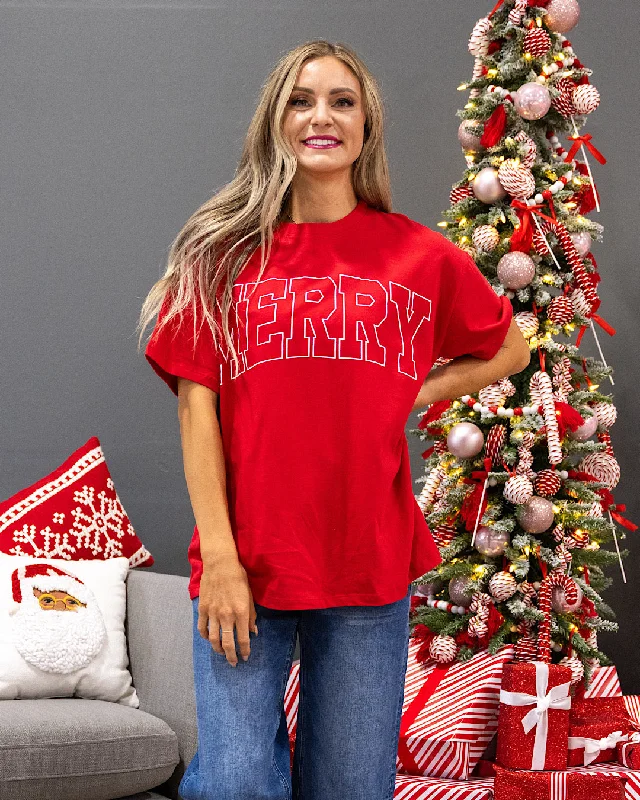 Merry Oversized Tee - Red FINAL SALE