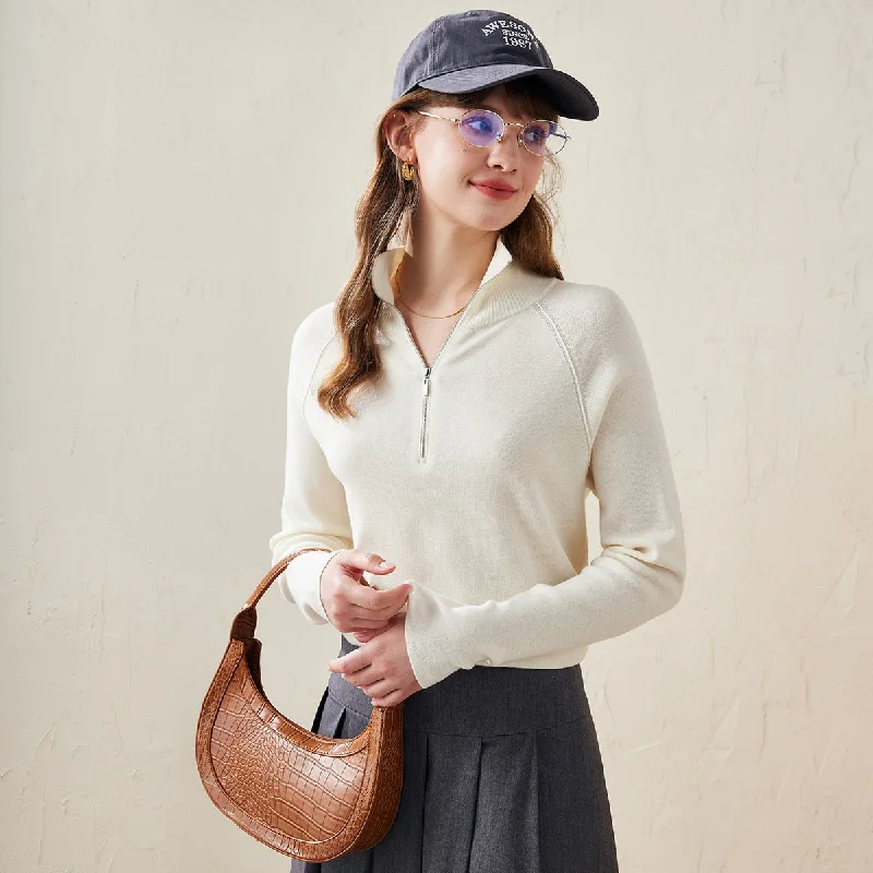 Weekend Deals That Thrill 100% Wool Quarter-Zip Knit Pullover Sweater