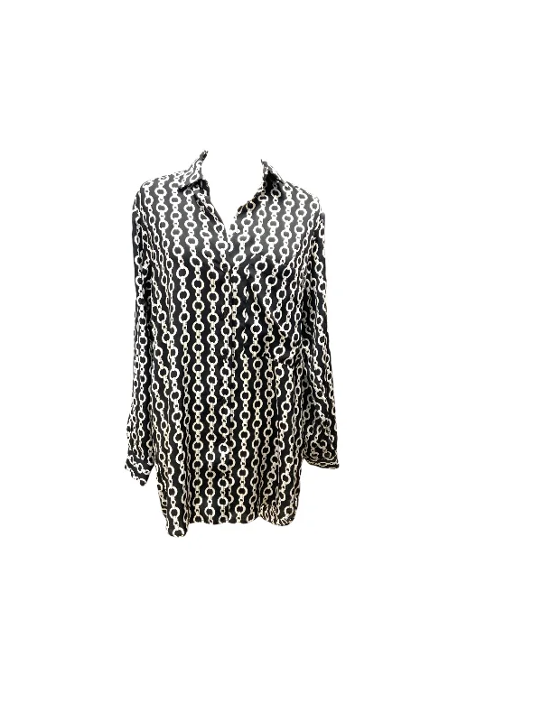 Zara Womens Blouse Black/white chain M