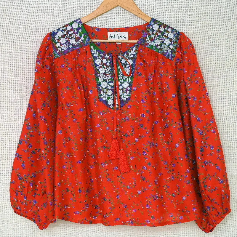 Lolita Embroidered Silk Blouse M - 011