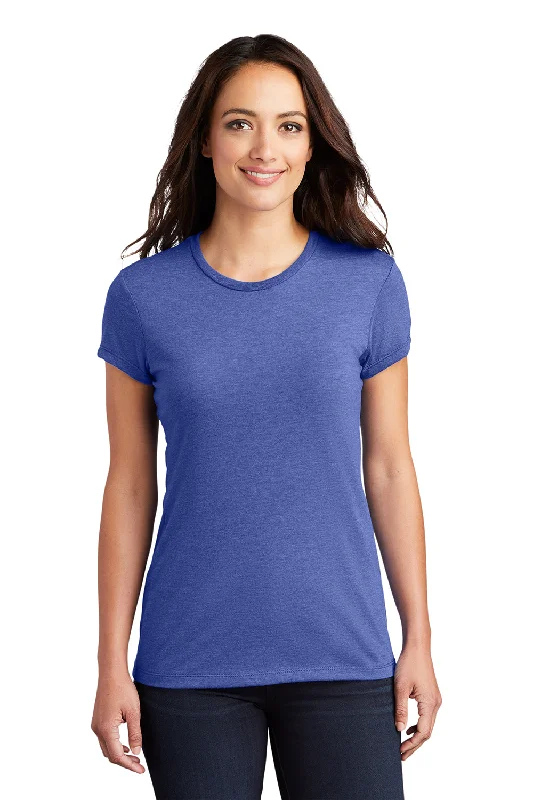 District Womens Fitted Perfect Tri Short Sleeve Crewneck T-Shirt - Royal Blue Frost