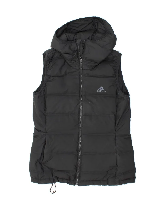 ADIDAS Womens Hooded Padded Gilet UK 12/14 Medium Black Polyester