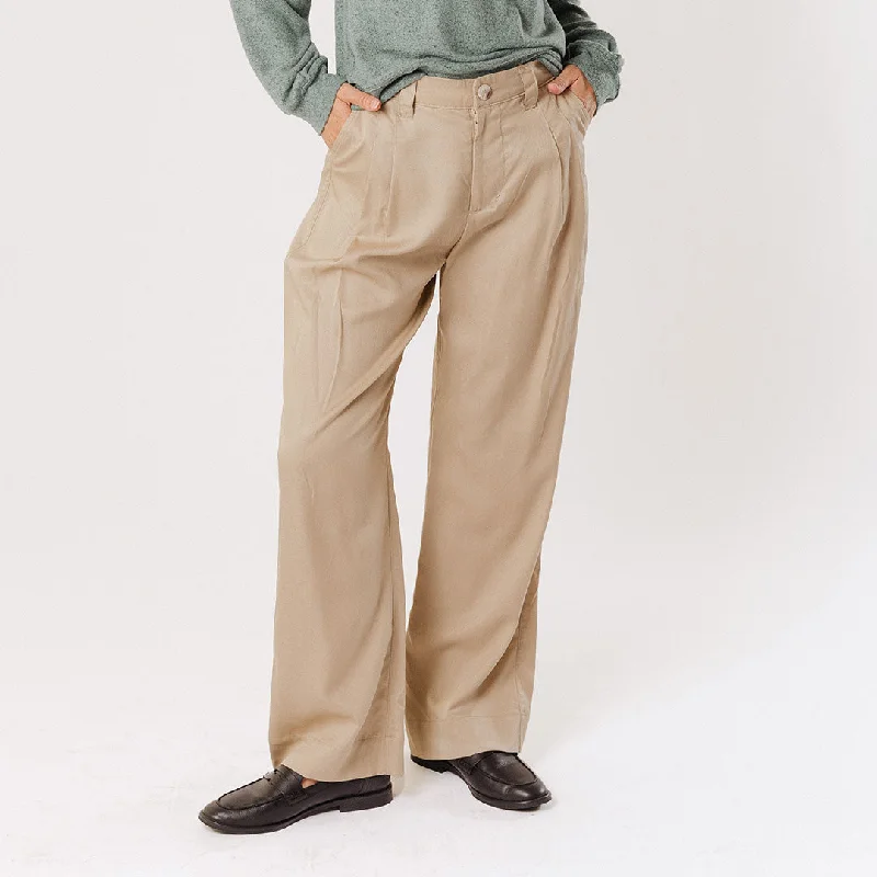 Pleated Trouser, Brown Cotton