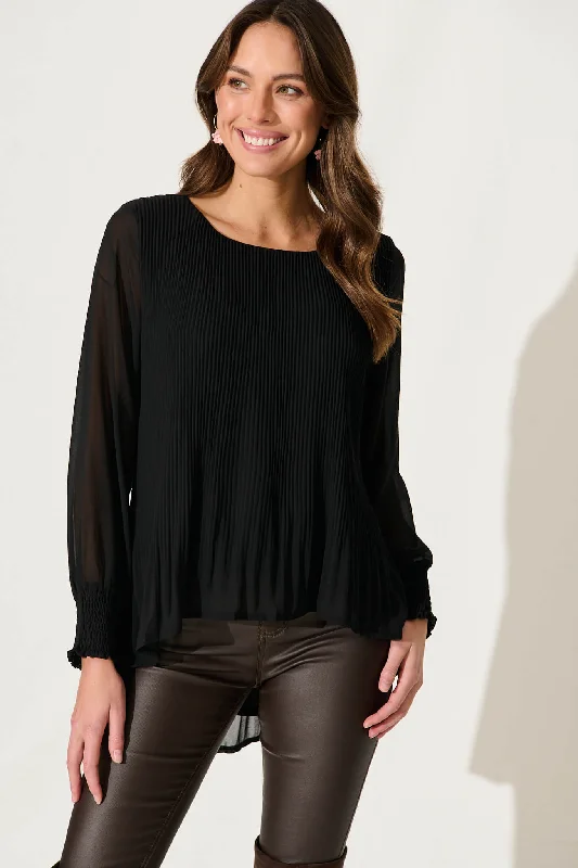 Beau Top In Black Chiffon