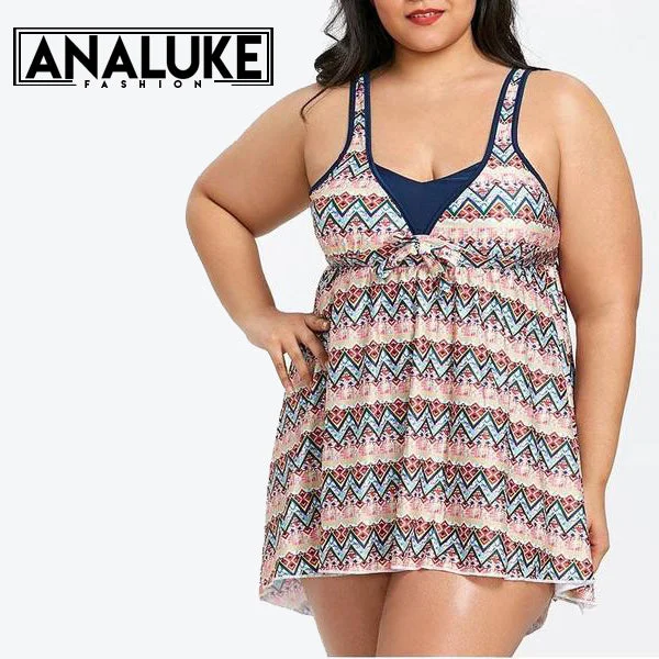 Plus Size Pattern Printed Swimsuit