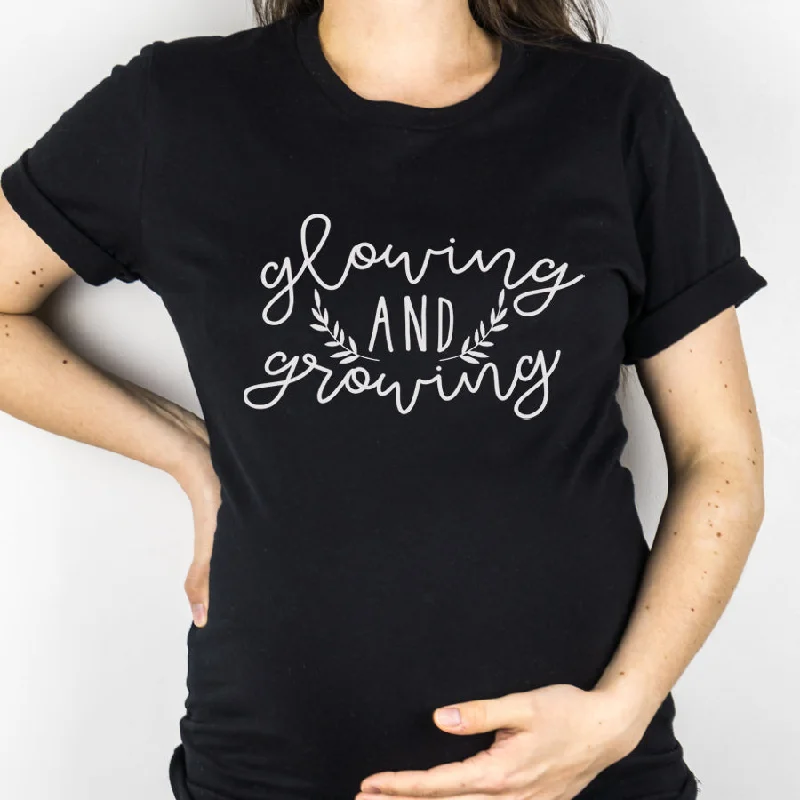 Glowing & Growing Pregnant Black T-Shirt