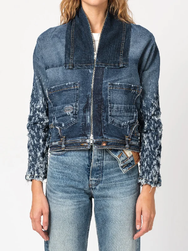 Washed Patchwork Denim Jacket