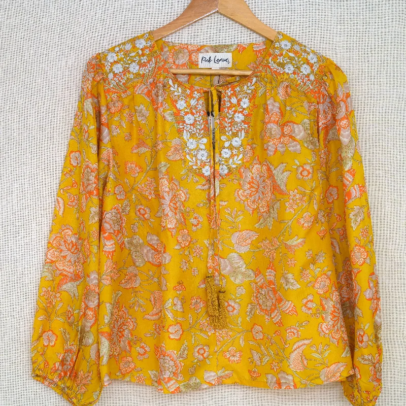 Lolita Embroidered Silk Blouse M - 010