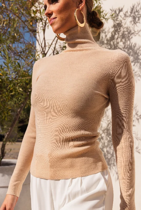 Mysteries Beyond Wool Turtleneck Sweater in Beige