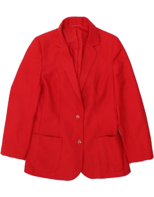 ST MICHAEL Womens 2 Button Blazer Jacket UK 12 Medium Red Polyester