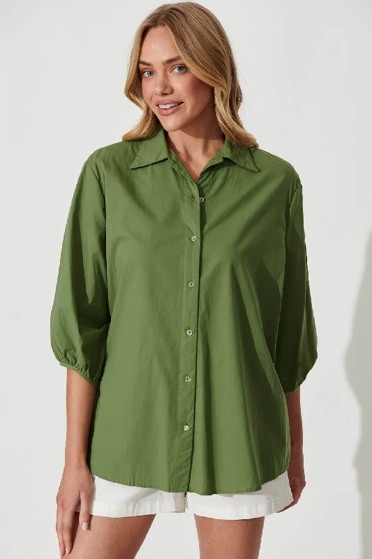 Rayah Shirt In Green Cotton