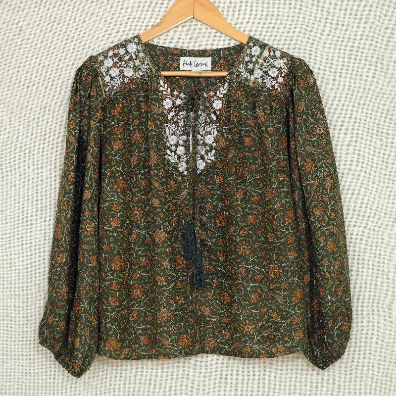 Lolita Embroidered Silk Blouse S - 022