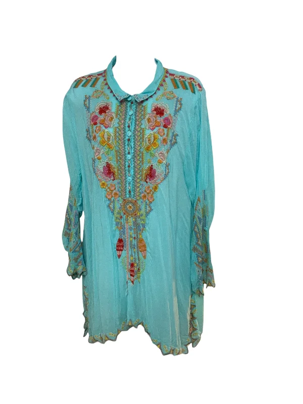 Johnny Was Woman's Tunic Aqua XL