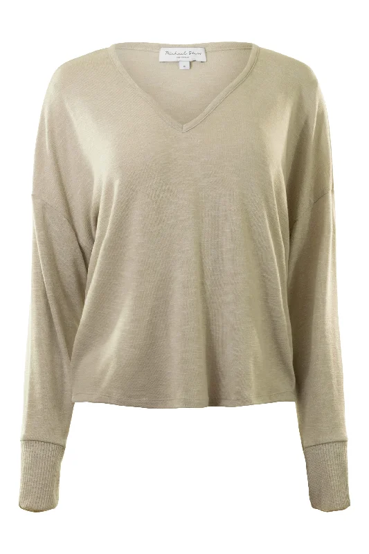 Michael Stars Patty V-neck Top in Oatmeal