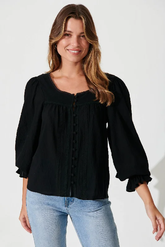 Martika Top In Black Cotton