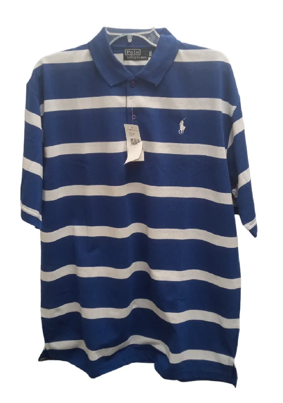 NWT Polo RL Men's Pique Blue Stripe 2X