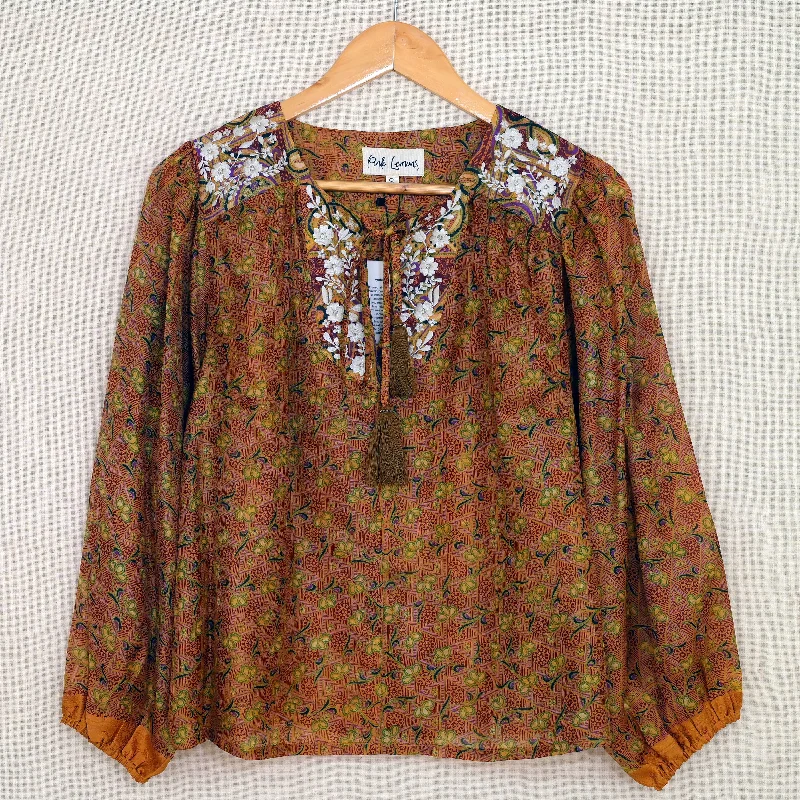 Lolita Embroidered Silk Blouse S - 042