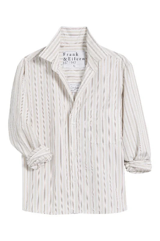 Frank & Eileen Silviio Untuckable Button Up in Multi White, Sand Stripe