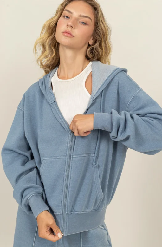 Davina Cozy Oversized Zip Up Hoodie - Final Sale 40% off in cart