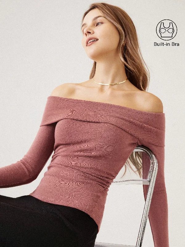 Long Sleeve Off The Shoulder Brami Top