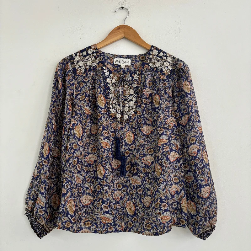 Lolita Embroidered Silk Blouse 140 - XS