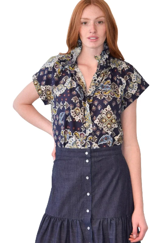 Never A Wallflower Vicki Button Down Top in Paisley