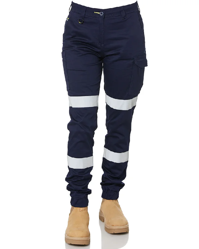 Women's Taped Cotton Cargo Cuffed Pants - Navy