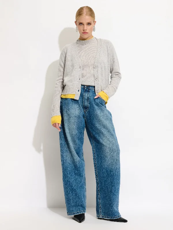 Online Deal Contrasting Cashmere Blend Cardigan