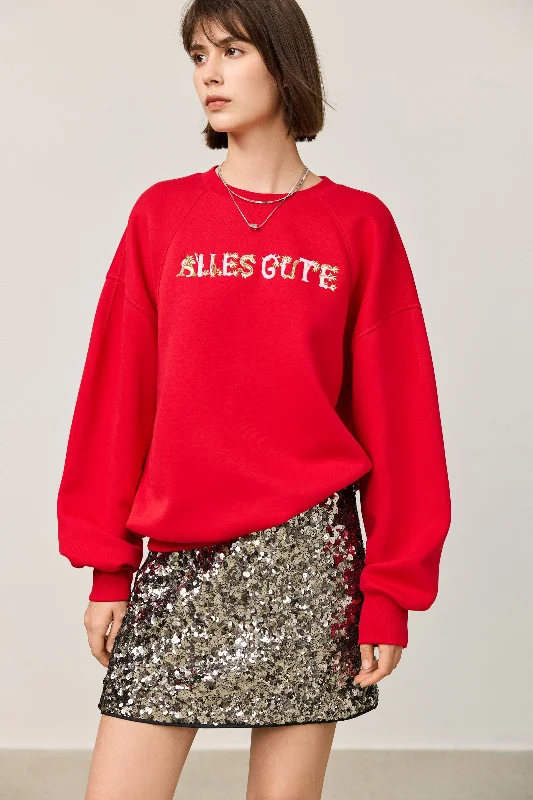 LILY New Year Letter Print Sweatshirt