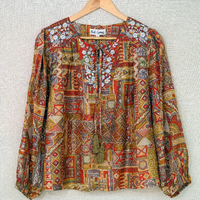 Lolita Embroidered Silk Blouse S - 008