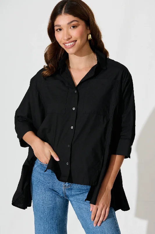 Beso Shirt In Black Cotton