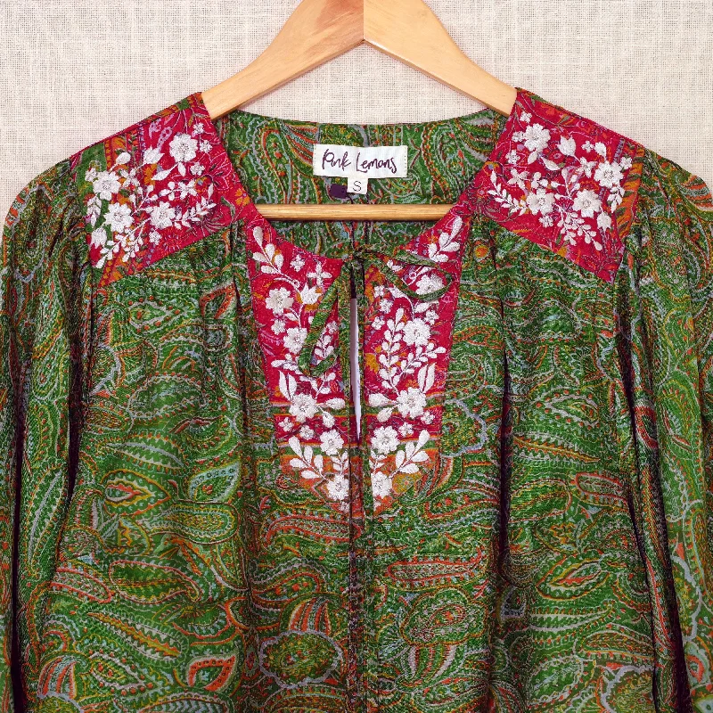 Lolita Embroidered Silk Blouse S - 037