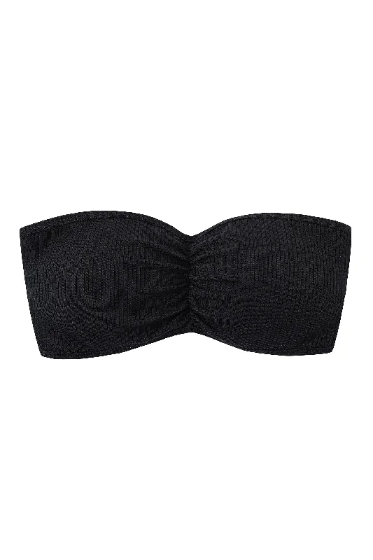 Black Tencel Rib Scrunch Tube Bra