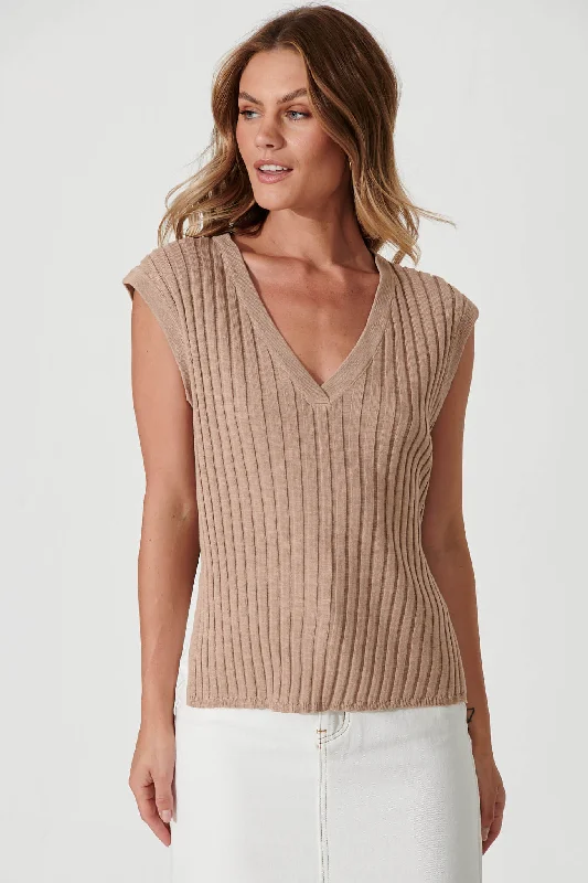 Spencer Knit Top In Latte Brown