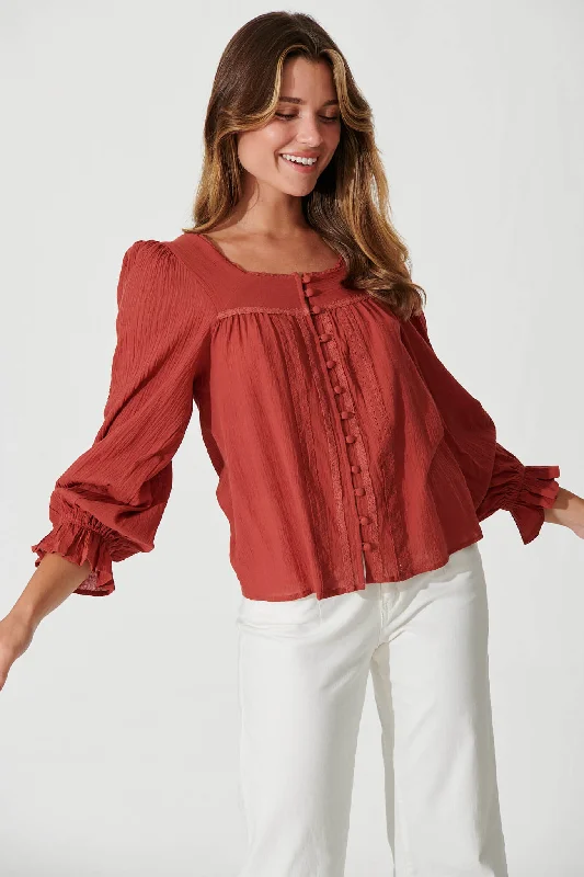 Martika Top In Rust Cotton