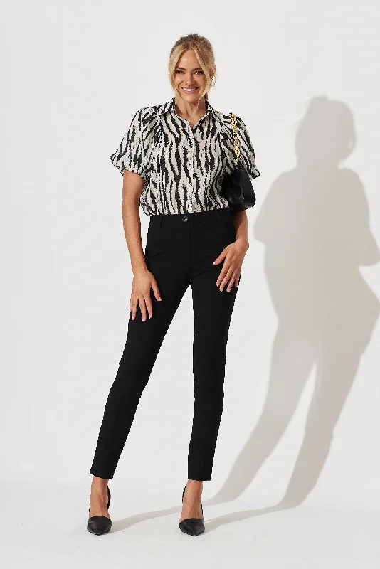 Bluebell Shirt In Black And White Leopard Print