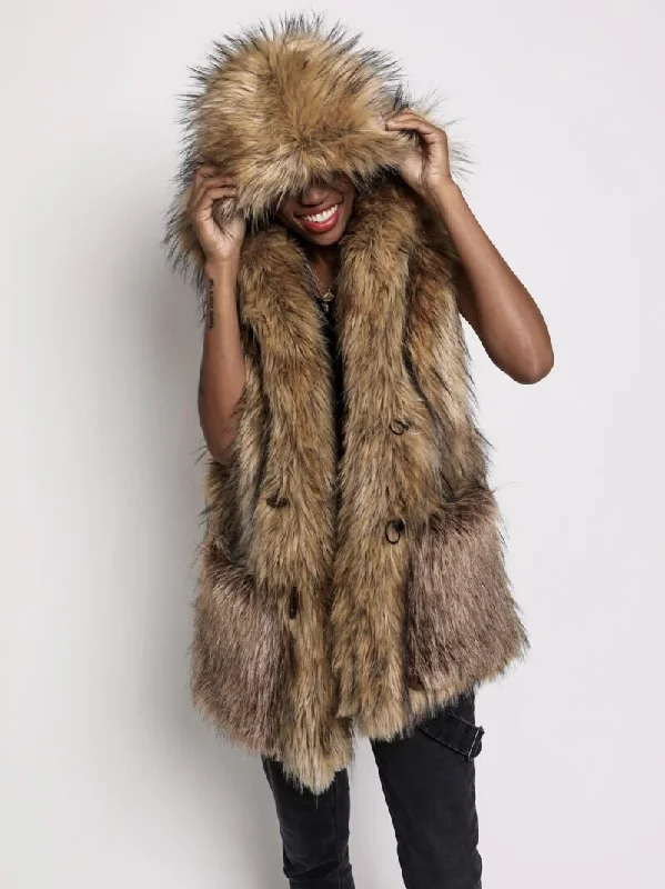 Golden Jackal Hooded Faux Fur Vest | Women's