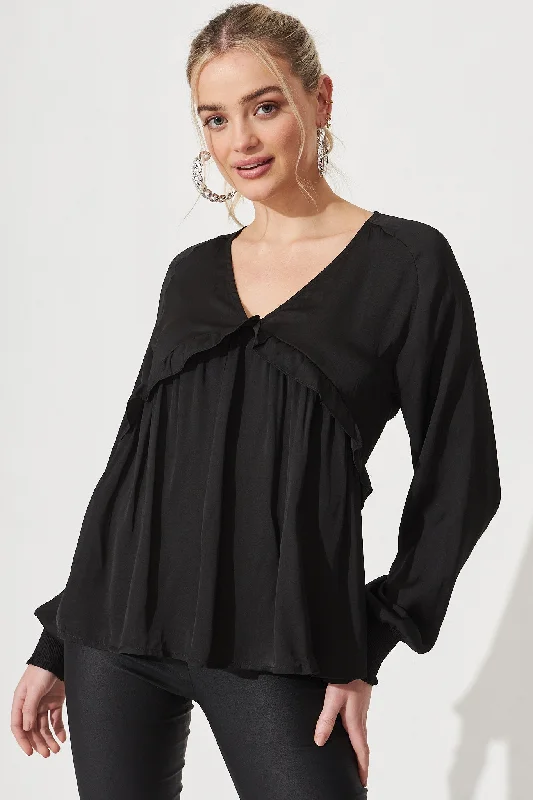 Mckenna Top In Black Satin